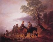 托马斯 庚斯博罗 : Open Landscape with Mounted Peasants